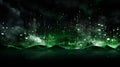 A dazzling array of green and silver fireworks cascading like a waterfall, against a deep black backdrop Royalty Free Stock Photo