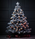 dazzling beauty of a fully decorated Christmas tree with gifts Christmas card Xmas tree Merry Christmas