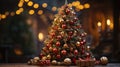 dazzling beauty of a fully decorated Christmas tree with gifts Christmas card Xmas tree Merry Christmas