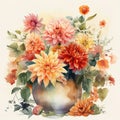 Dazzling Dahlias: A Watercolor Bouquet to Steal Your Heart AI Generated