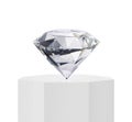 Dazzling diamond on Podium octagonal pedestal Royalty Free Stock Photo