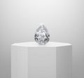 Dazzling diamond on Shiny white round pedestal podium Royalty Free Stock Photo