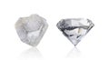 Dazzling diamond before and after uncut on white background