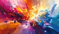 A dazzling display of explosive abstract art depicting a central energetic burst radiating outwards in a dynamic array of Royalty Free Stock Photo