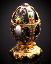 A Dazzling Work of Art. A Faberge Egg of Pure Gold with Vibrant and Colorful Details. Generative AI