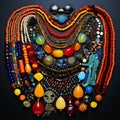 Dazzling and intricate beaded necklace inspired by global cultures