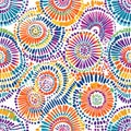 A dazzling kaleidoscope pattern, where overlapping circles form intricate and mesmerizing rainbow