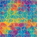 A dazzling kaleidoscope pattern, where overlapping circles form intricate and mesmerizing rainbow