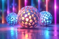 Dazzling Neon Geometric Spheres