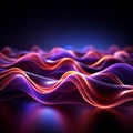 Dazzling neon waves under ultraviolet light create an abstract spectacle