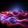 Dazzling neon waves under ultraviolet light create an abstract spectacle