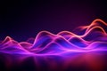 Dazzling neon waves under ultraviolet light create an abstract spectacle