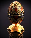 A Dazzling Work of Art. A Faberge Egg of Pure Gold with Vibrant and Colorful Details. Generative AI