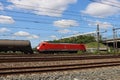 DB argo Traxx freight locomotive with chemical tanks heading to the Rotterdam Harbor