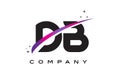 DB D B Black Letter Logo Design with Purple Magenta Swoosh