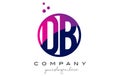 DB D B Circle Letter Logo Design with Purple Dots Bubbles