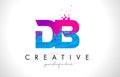 DB D B Letter Logo with Shattered Broken Blue Pink Texture Design Vector.