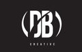DB D B White Letter Logo Design with Black Background.