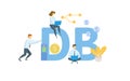 DB, Defined Benefit. Concept with keyword, people and icons. Flat vector illustration. Isolated on white.