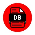Db document file type icon. files and extension format icons. with a red background, black fill design Royalty Free Stock Photo