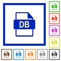 DB file format flat framed icons Royalty Free Stock Photo