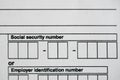 U.S. Tax Form Fields for Social Security Number and Employer Identification Number Royalty Free Stock Photo