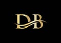 DB logo design. Initial DB letter logo vector. Swoosh letter DB logo design Royalty Free Stock Photo