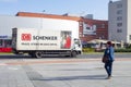 DB Schenker truck with motion blur effect of this logistics giant company
