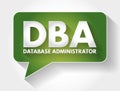 DBA - Database Administrator acronym message bubble, technology concept background Royalty Free Stock Photo