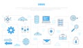 Dbms database management system concept with icon set template banner with modern blue color style