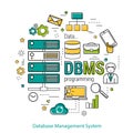 DBMS - line art concept Royalty Free Stock Photo