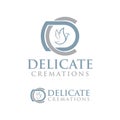 DC Letter with dove vector Logo element. Cremations design collection. Vector illustration
