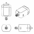 DC Motor colored. Different outline like a brushstrokes.