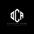 DCA letter logo design with polygon shape. DCA polygon and cube shape logo design. DCA hexagon vector logo template white and Royalty Free Stock Photo