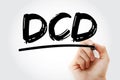 DCD - Developmental Coordination Disorder acronym with marker, medical concept background Royalty Free Stock Photo
