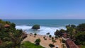 Aerial drone view Mesra Beach Gunung Kidul Yogyakarta Royalty Free Stock Photo