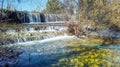 Sweet Long Exposure Panoramic Photo of a small waterfall and stream in Cyprus Village Royalty Free Stock Photo