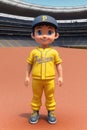 3dcute young baseball player in stadium background. Generative AI