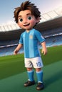 3dcute young soccer player in stadium background. Generative AI