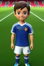 3dcute young soccer player in stadium background. Generative AI