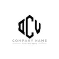 DCV letter logo design with polygon shape. DCV polygon and cube shape logo design. DCV hexagon vector logo template white and Royalty Free Stock Photo