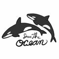 Whale killer save the ocean cartoon illustration