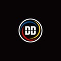 DD monogram logo isolated on circle shape with 3 slash colors rounded Royalty Free Stock Photo