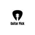 Retro Vintage Guitar Pick Music Country Logo Design Vector