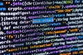 DDoS attack. Image displays a highlighted section of C code with potential errors, possibly depicting a debugging Royalty Free Stock Photo