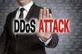 DDoS Attack with matrix is shown by businessman