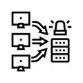 ddos attacks line icon vector illustration