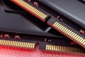 DDR4 DRAM computer memory close-up in red light Royalty Free Stock Photo