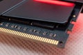 DDR4 DRAM memory module close-up in red light Royalty Free Stock Photo