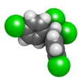 DDT (dichlorodiphenyltrichloroethane) molecule. Controversial pesticide, used in agriculture and for malaria disease vector